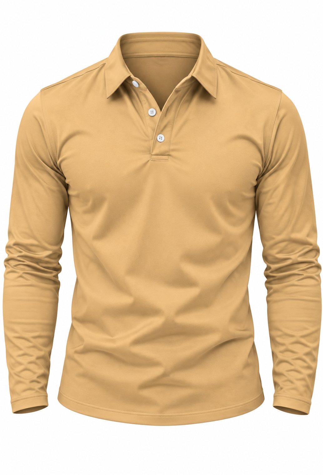 Polo homme à manches longues, col chemise et boutons - Breno