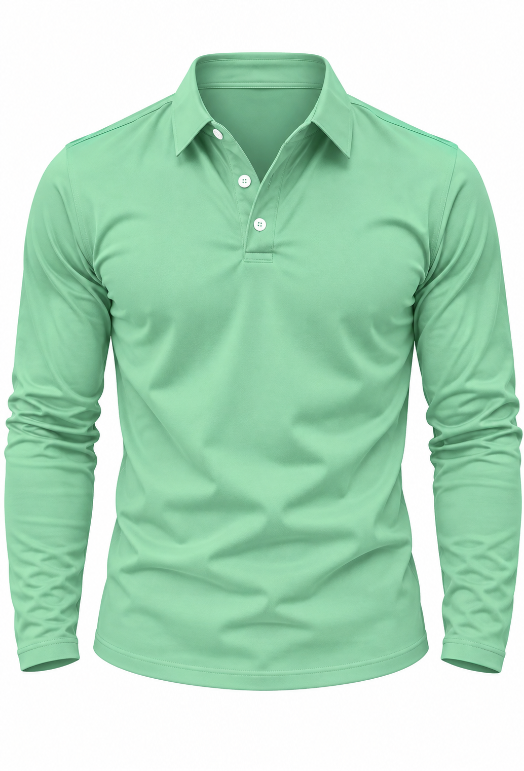 Polo homme à manches longues, col chemise et boutons - Breno