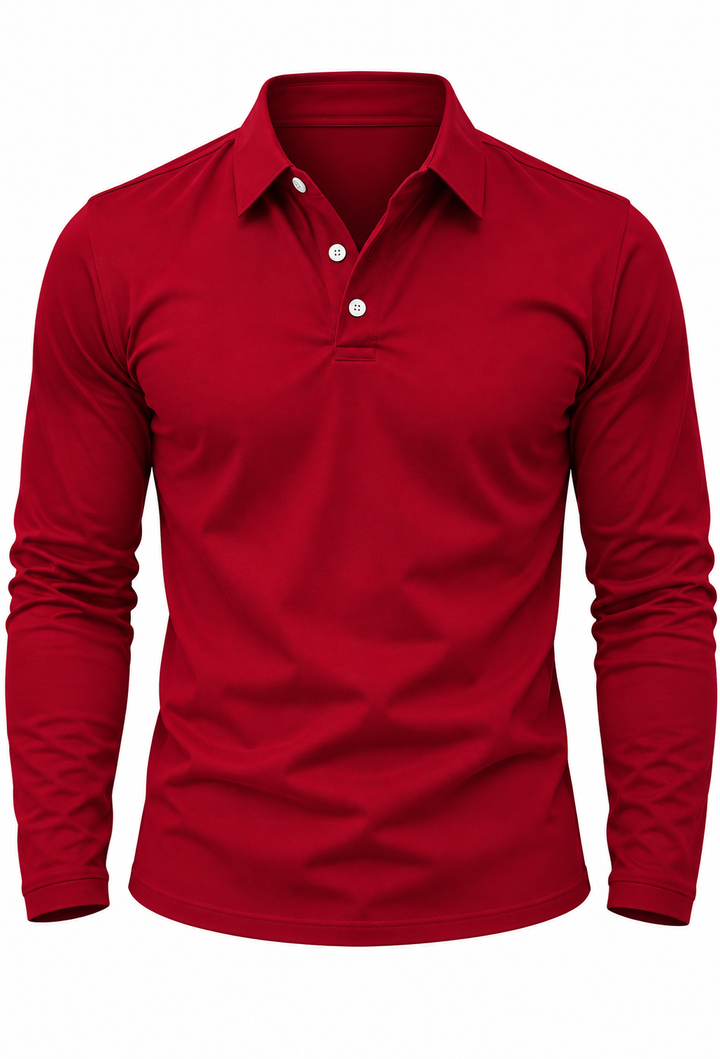 Polo homme à manches longues, col chemise et boutons - Breno