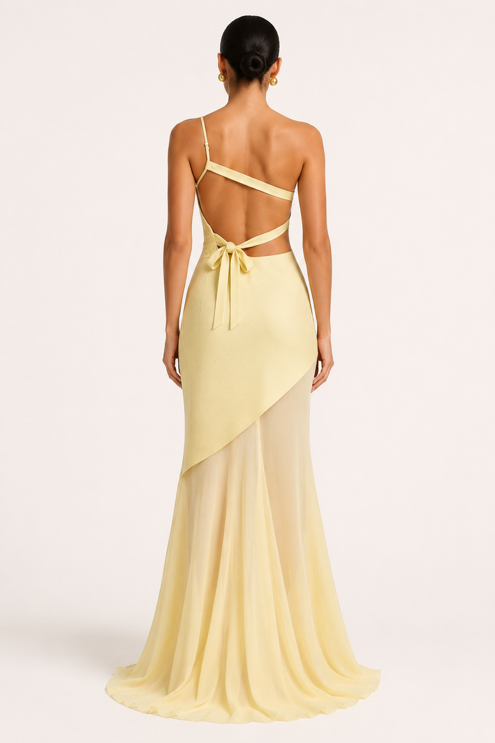 Robe longue et élégante à une épaule pour une invitée à un mariage - Birgit