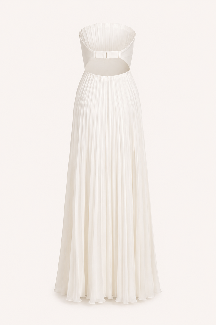 Robe longue de soirée plissée sans bretelles pour femme - Tomiris