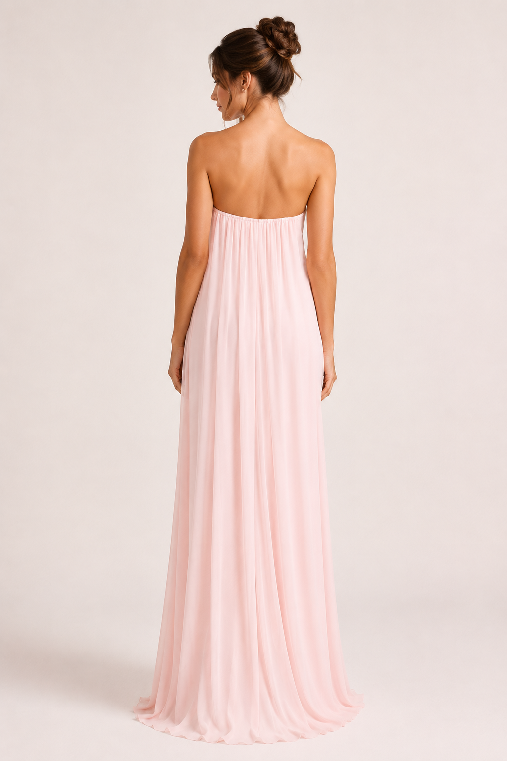 Robe longue pour femme, sans bretelles, drapée et fendue - Monika