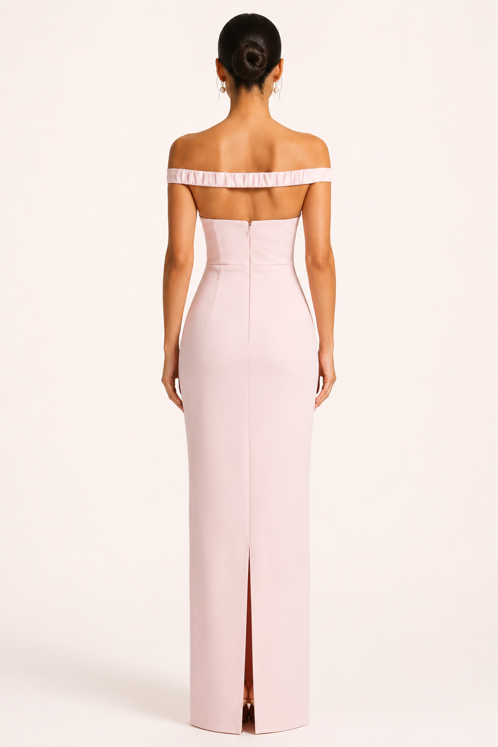 Robe de soirée longue pour femme, avec décolleté Bardot et châle - Fanny