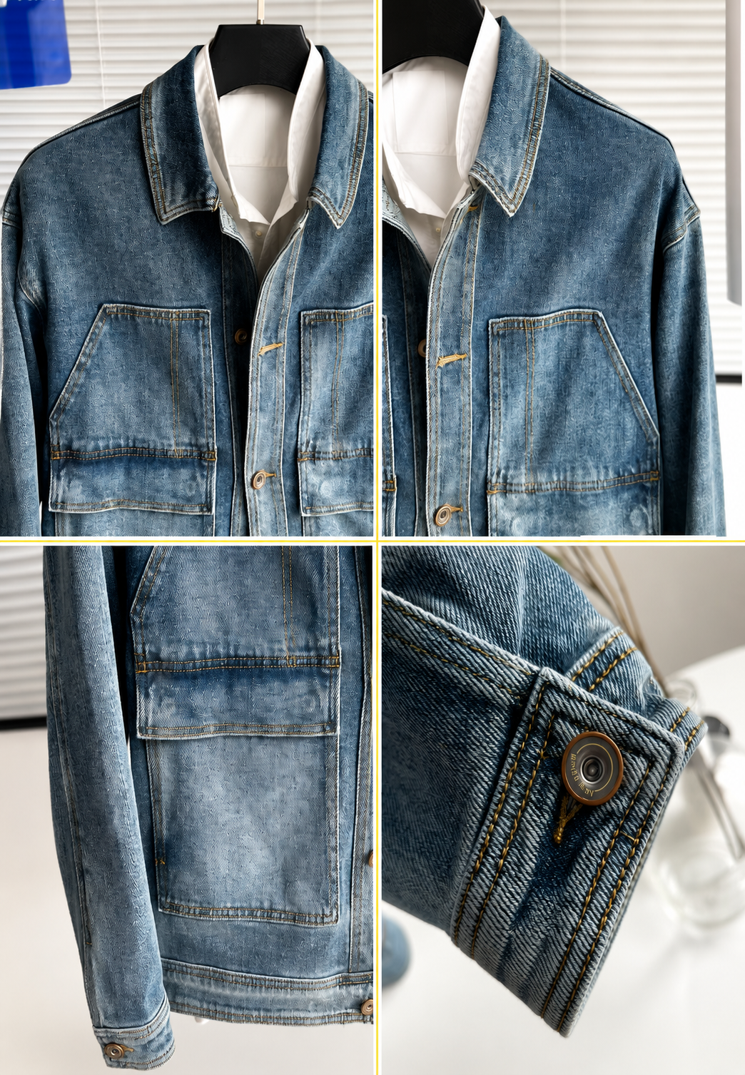 Veste en jean avec de grandes poches, effet délavé - Kaspar