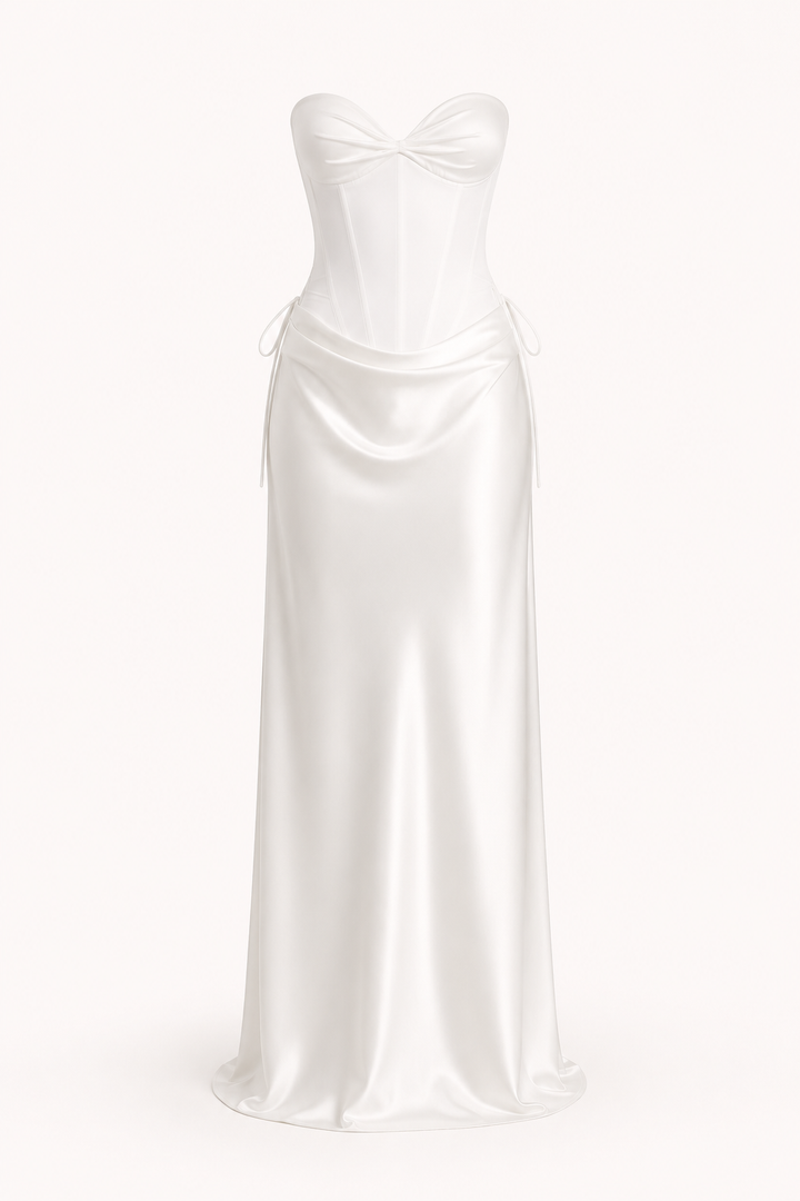 Ensemble femme : corset sans bretelles et jupe drapée - Annika