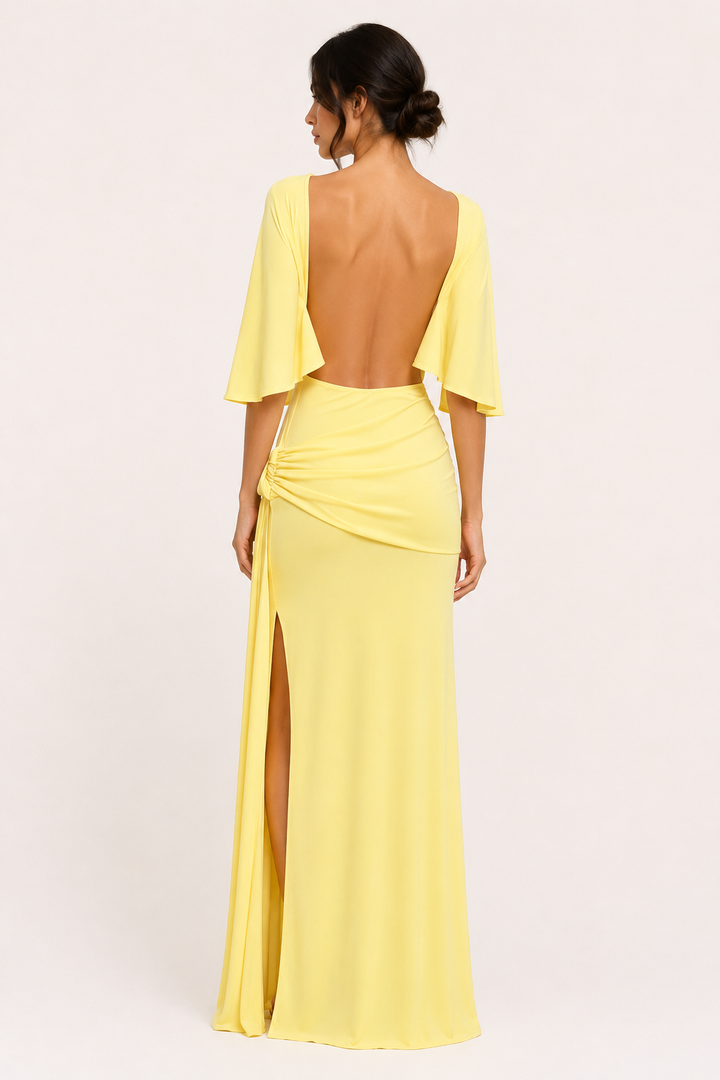 Robe longue pour femme, élégante, fendue sur le côté pour les invités de mariage - Amelie