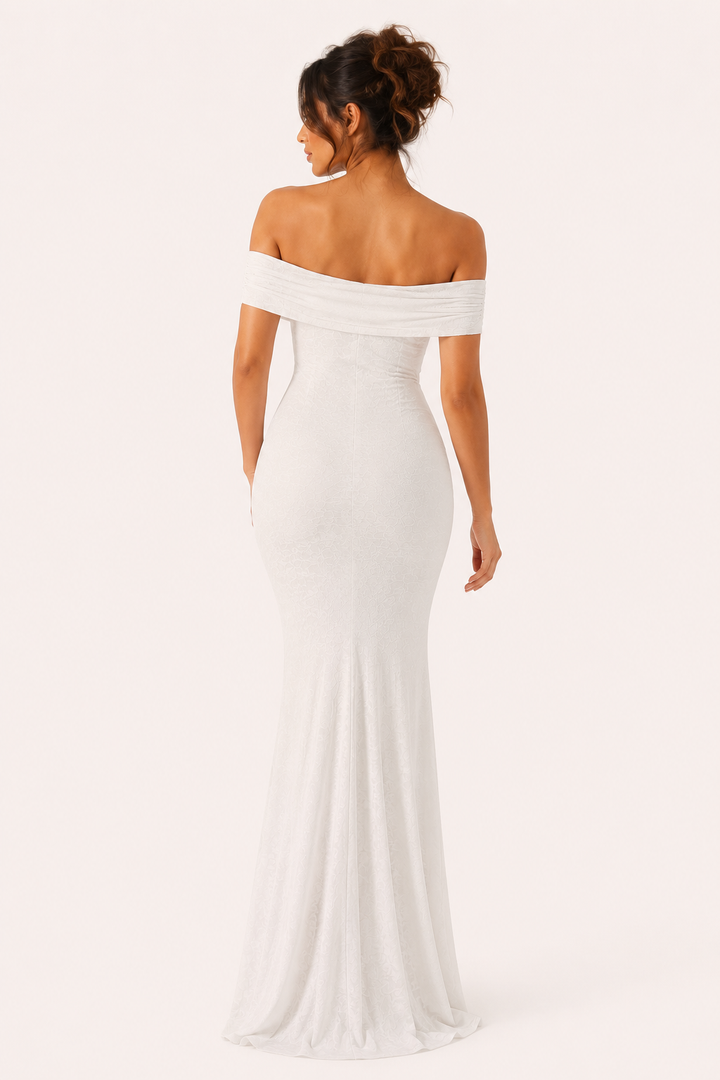 Robe longue de sirène pour invitée de mariage, élégante coupe sirène décolletée - Anja