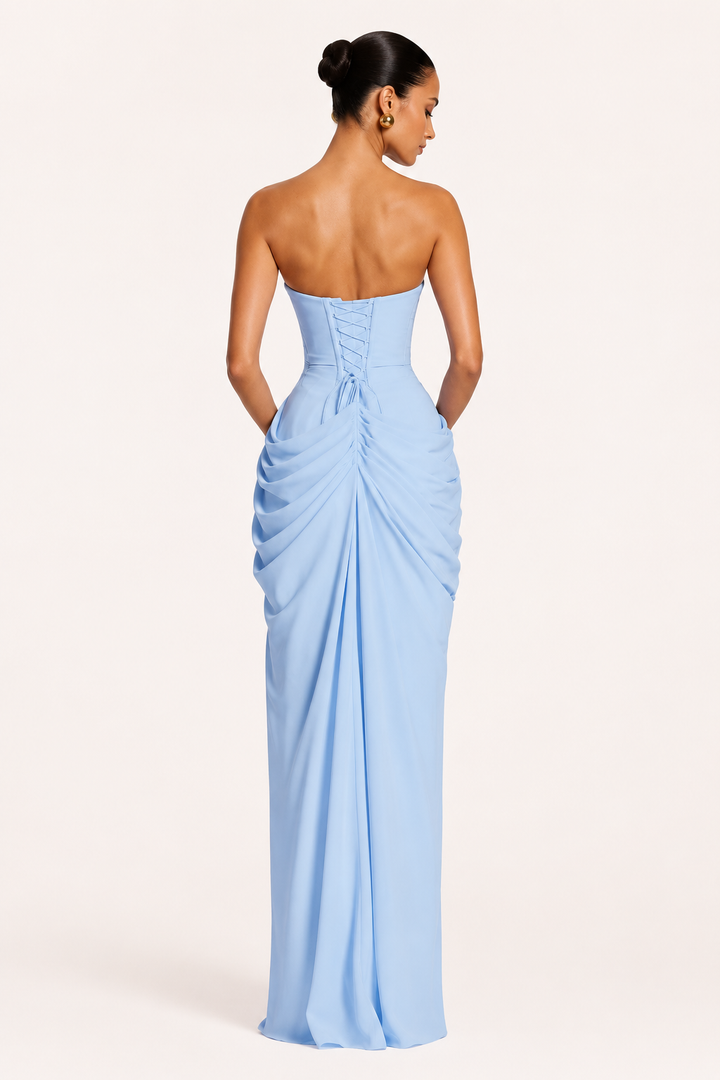 Robe longue pour femmes, robe élégante pour événements, coupe ajustée, fente sur le côté - Ottilie