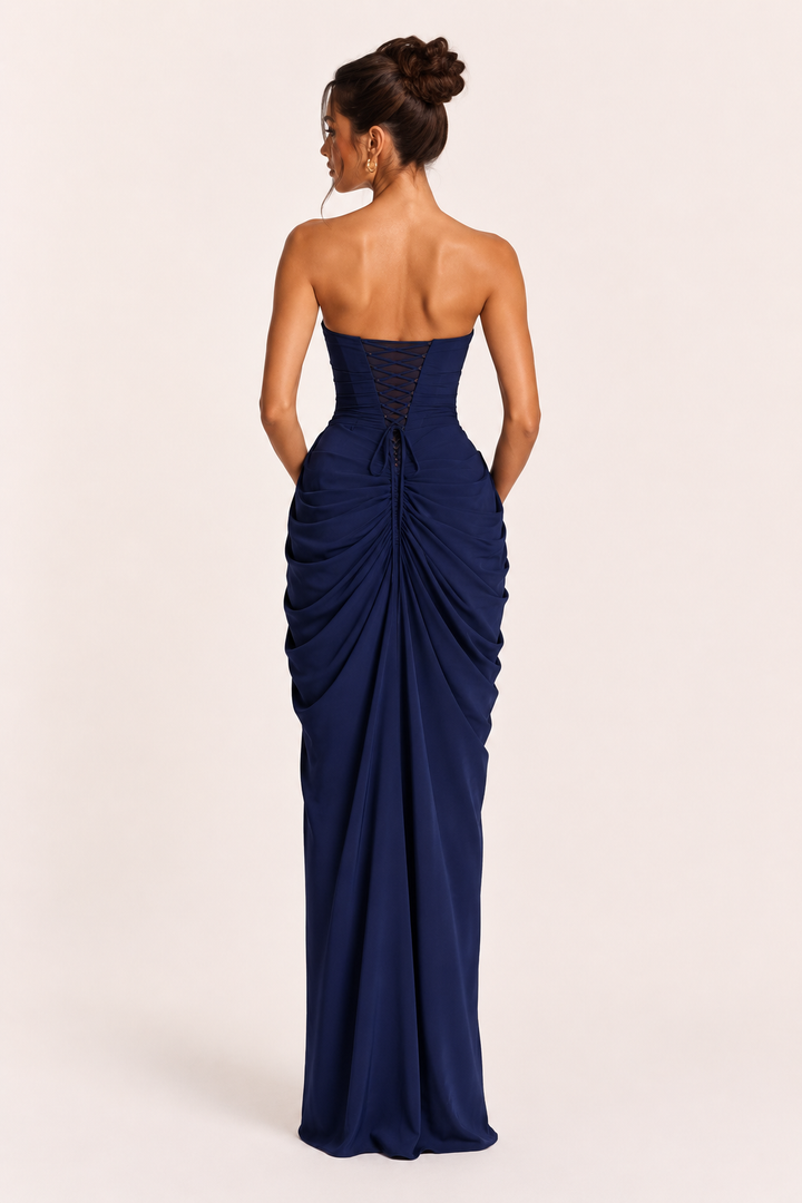 Robe longue pour femmes, robe élégante pour événements, coupe ajustée, fente sur le côté - Ottilie