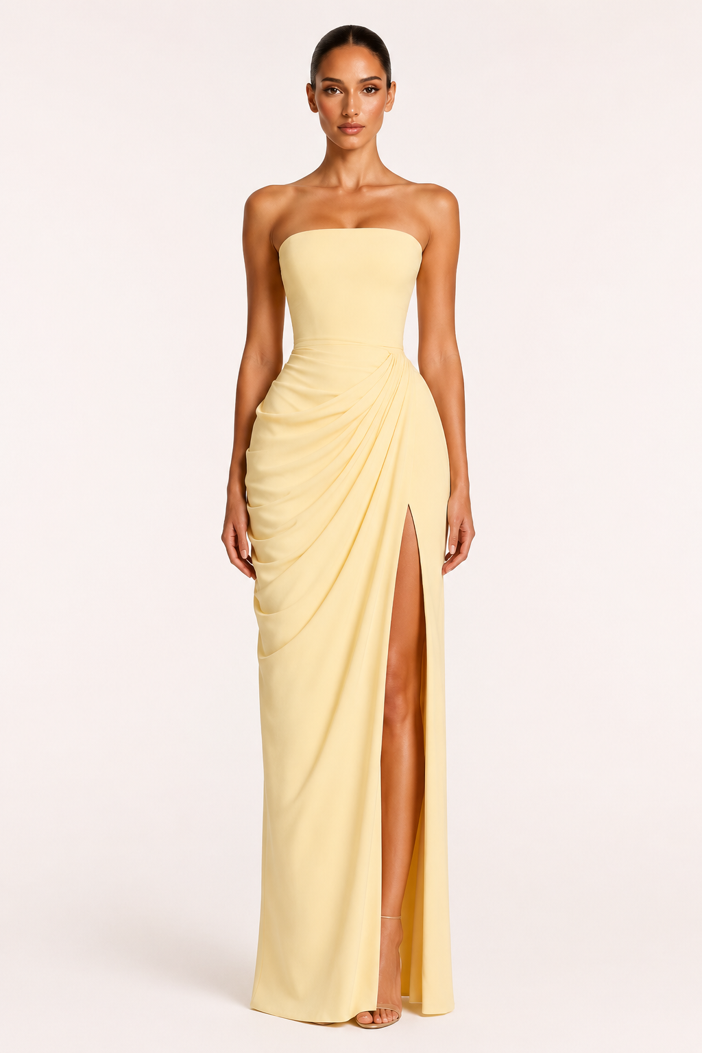 Robe longue pour femmes, robe élégante pour événements, coupe ajustée, fente sur le côté - Ottilie