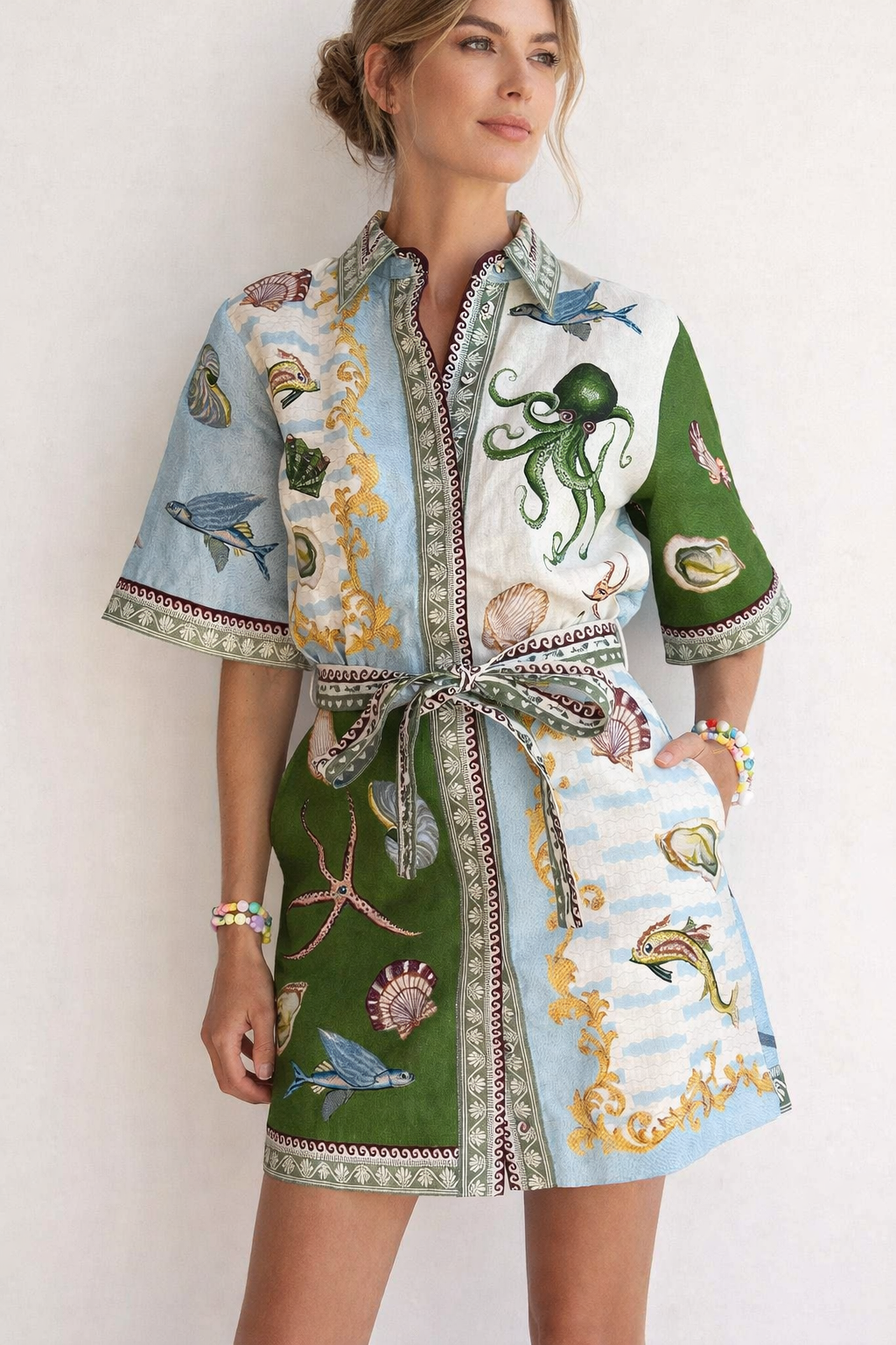 Mini robe imprimée marine pour femme - Rosenda