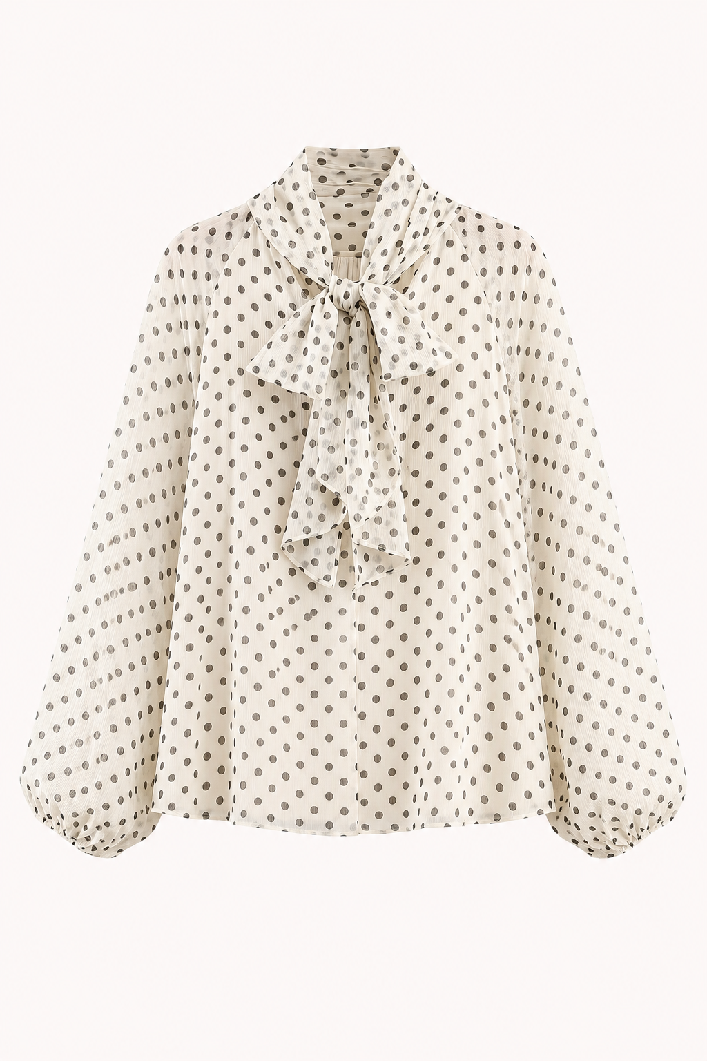 Blouse femme à pois, manches longues et nœud - Hannelore