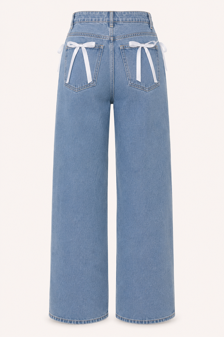 Jean femme taille haute, coupe droite, style décontracté - Lena