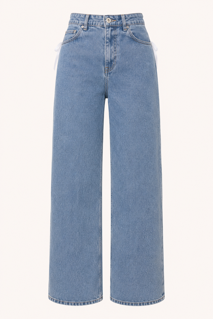 Jean femme taille haute, coupe droite, style décontracté - Lena