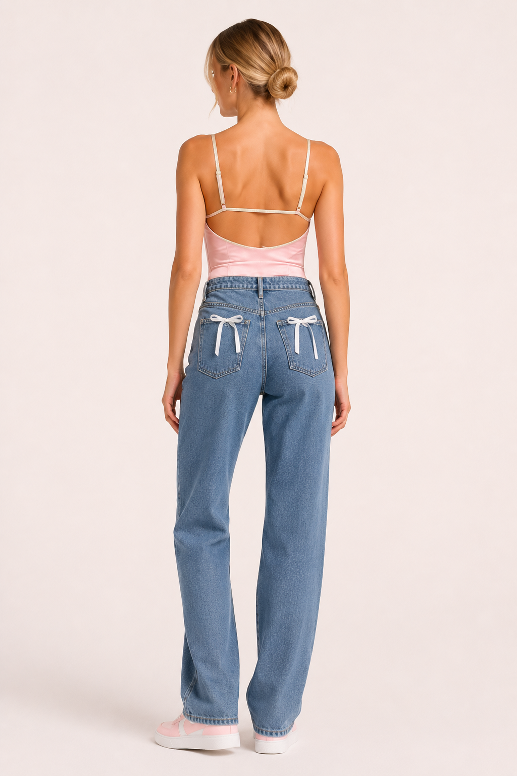 Jean femme taille haute, coupe droite, style décontracté - Lena