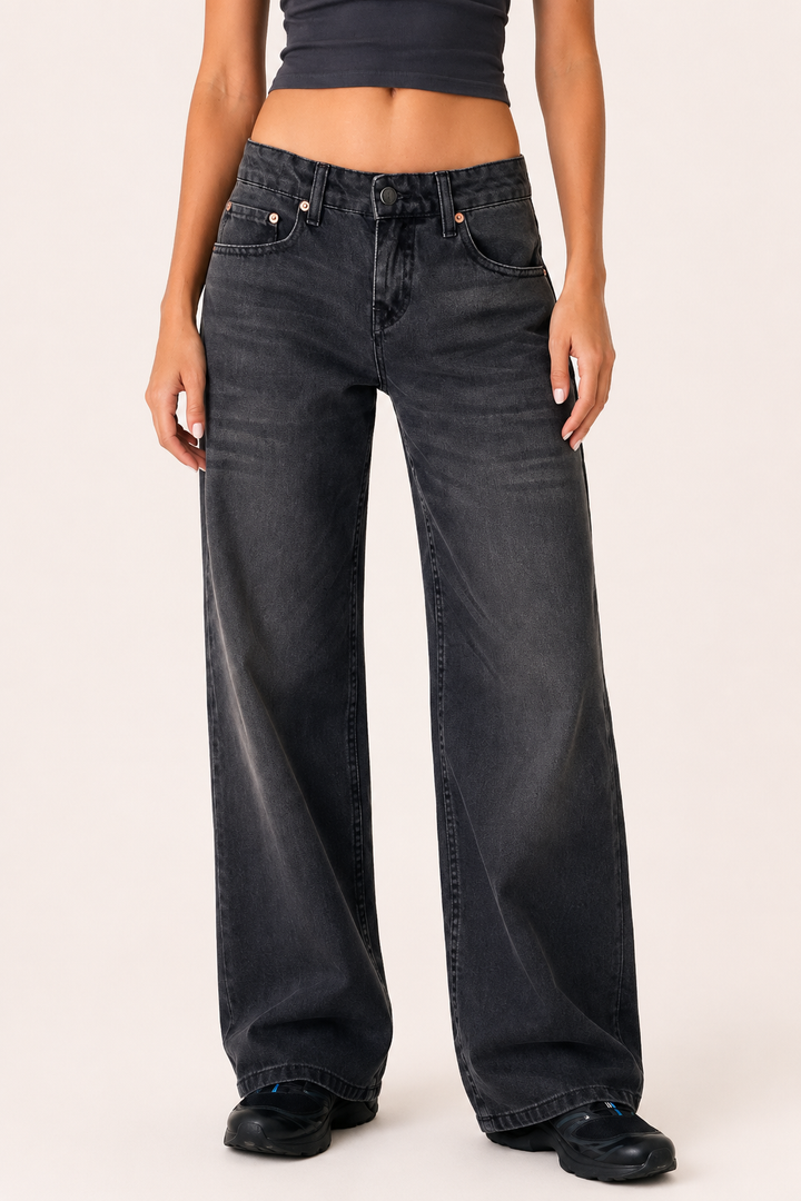 Jean pour femme, taille mi-haute, coupe large - Kerstin