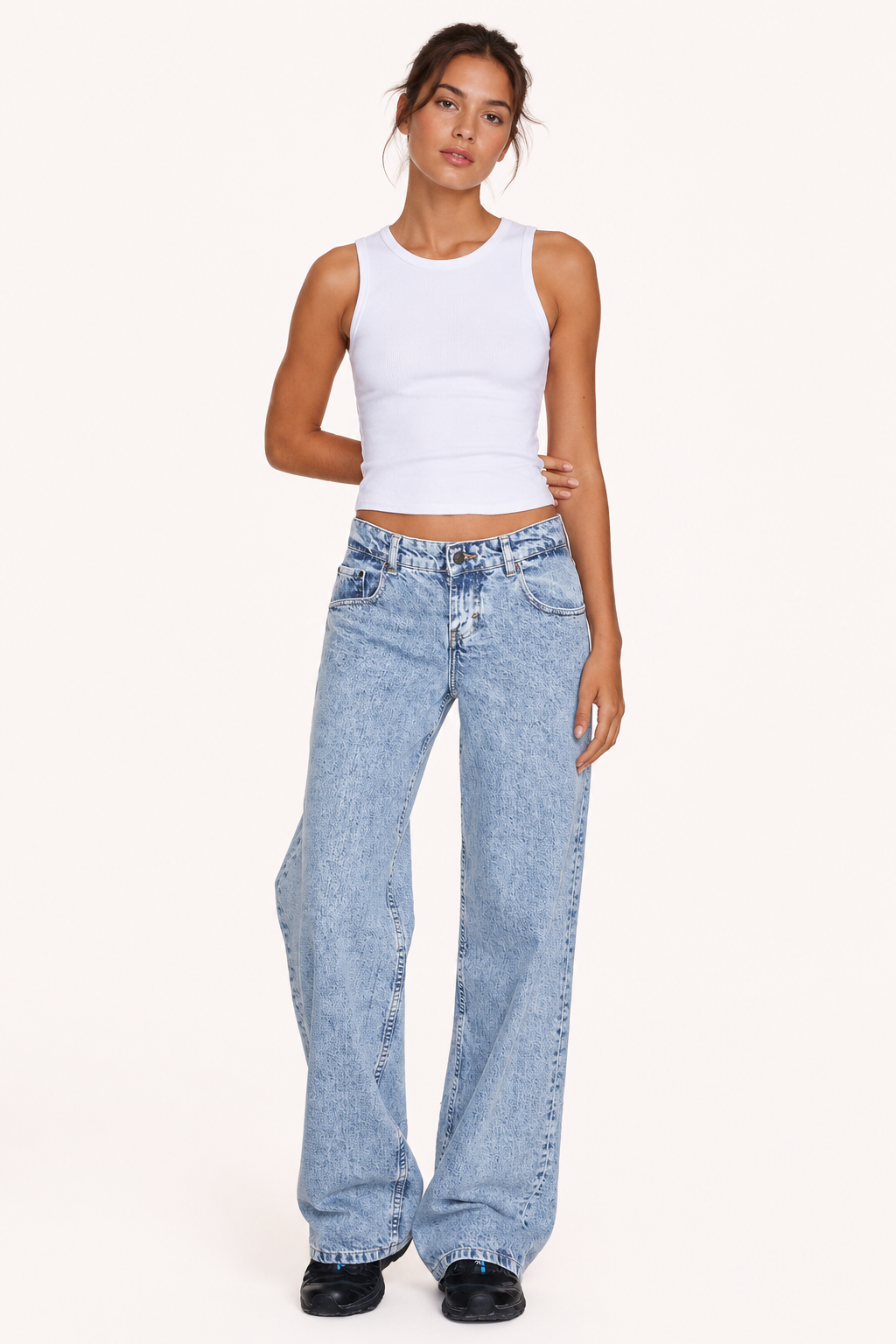 Jean pour femme, taille mi-haute, coupe large - Kerstin