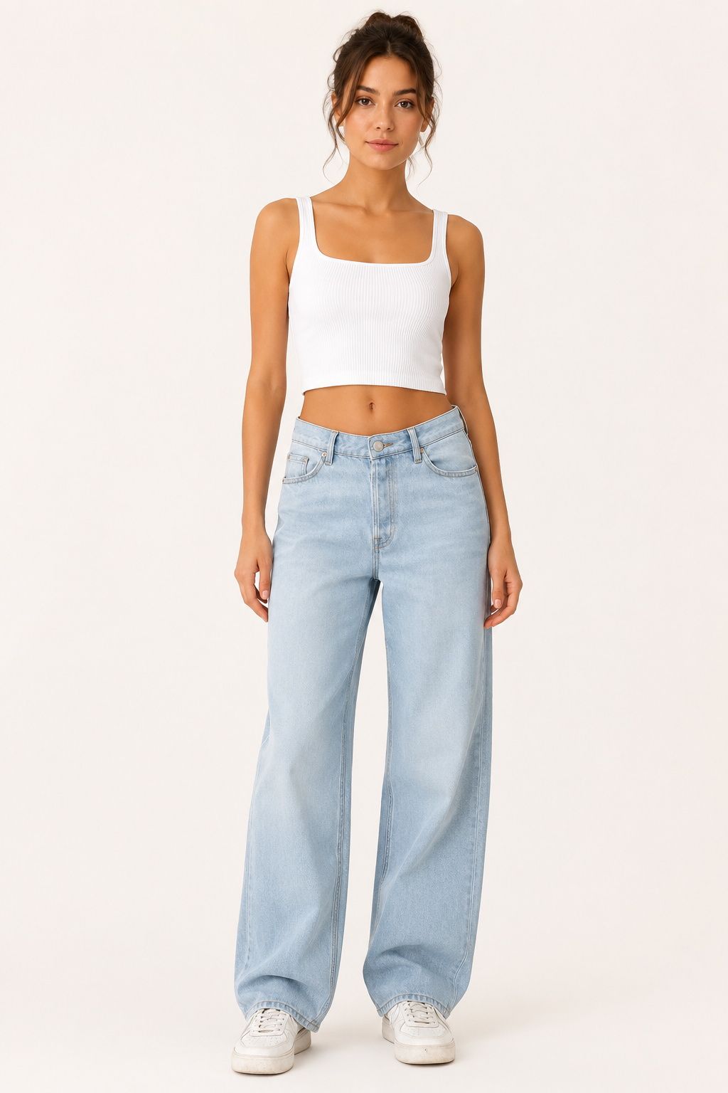 Jean pour femme à taille haute et coupe large - Mileidy