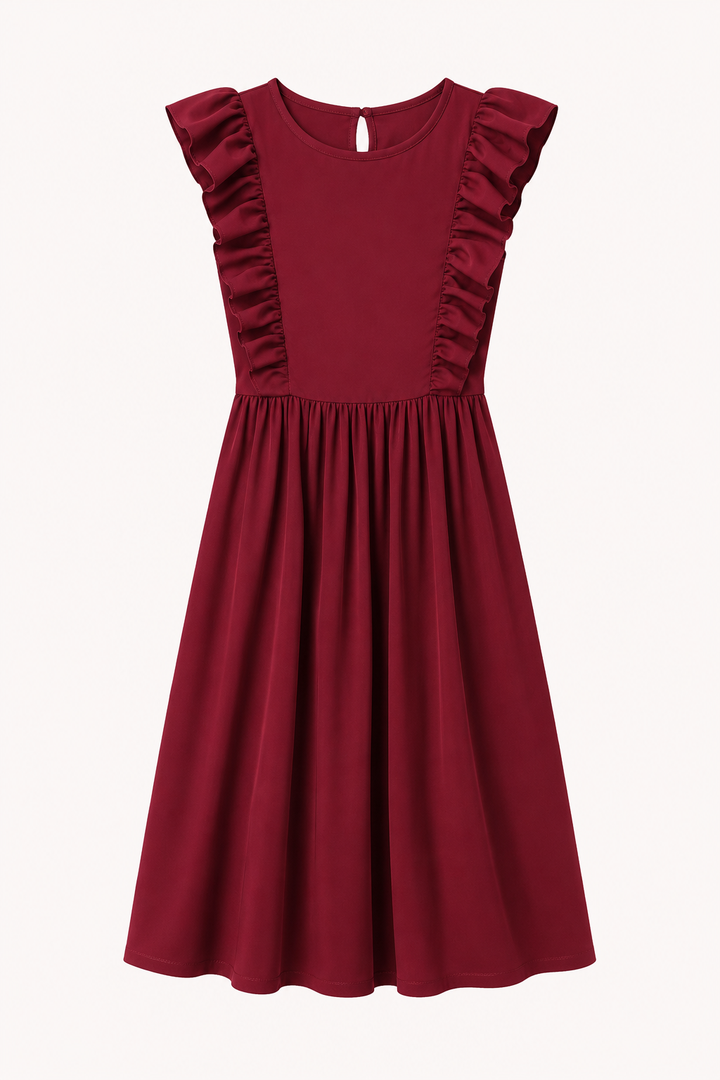 Robe longue pour femme à volants aux épaules et jupe ample - Helena