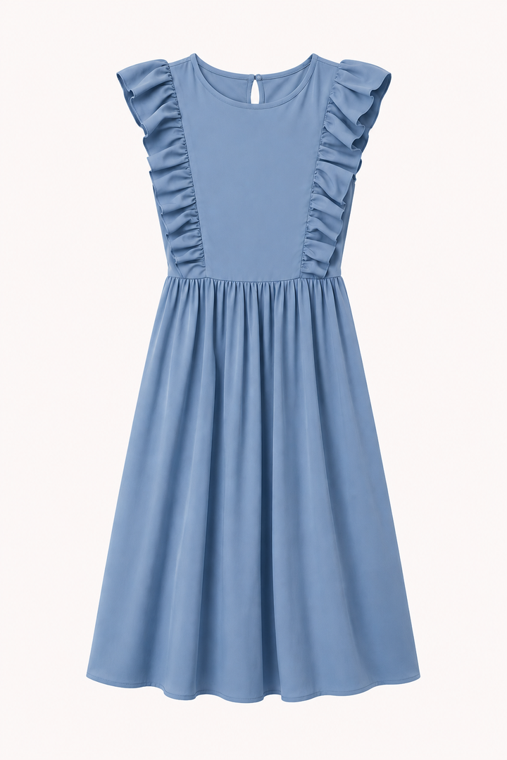 Robe longue pour femme à volants aux épaules et jupe ample - Helena