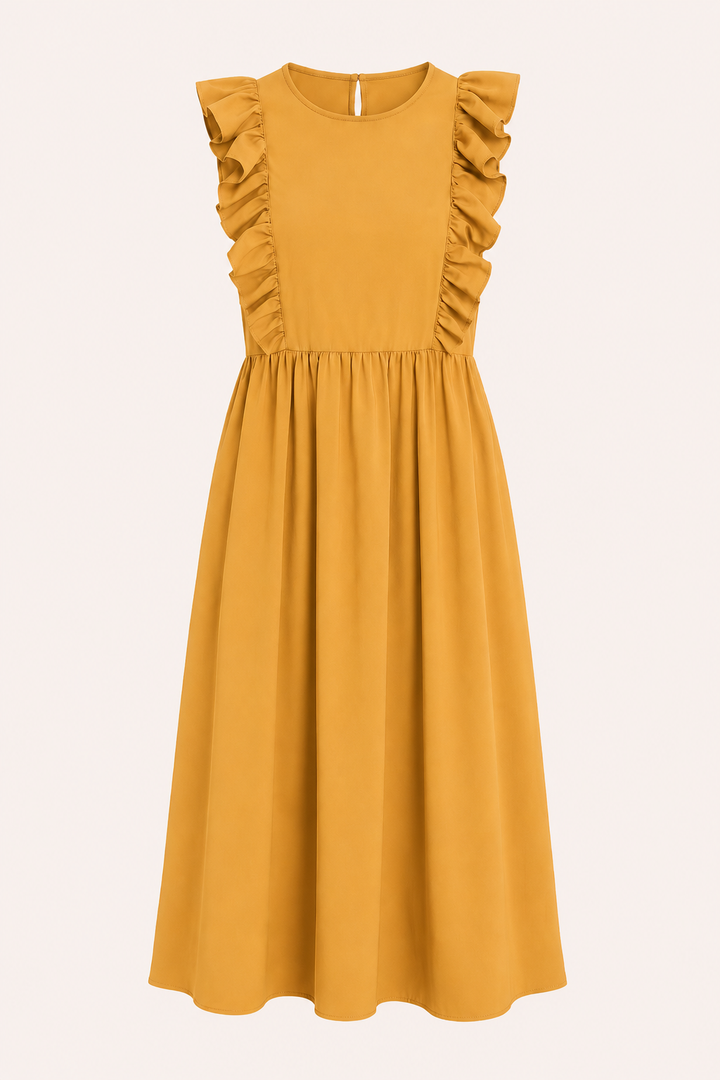 Robe longue pour femme à volants aux épaules et jupe ample - Helena