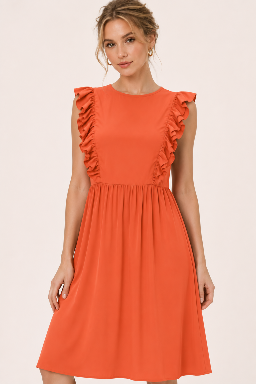 Robe longue pour femme à volants aux épaules et jupe ample - Helena
