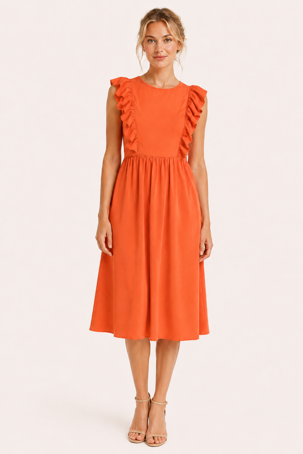 Robe longue pour femme à volants aux épaules et jupe ample - Helena