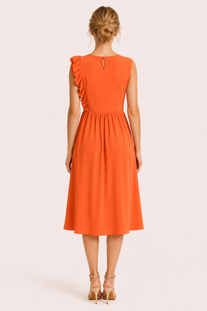 Robe longue pour femme à volants aux épaules et jupe ample - Helena