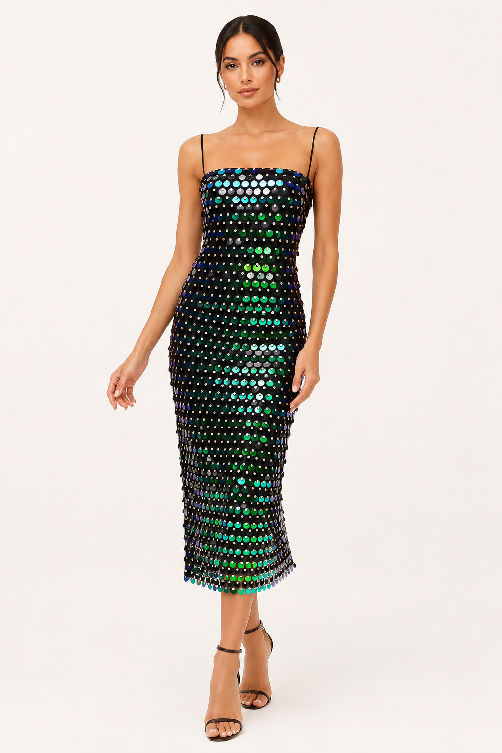 Élégante robe de cocktail midi avec finition brillante - Senta