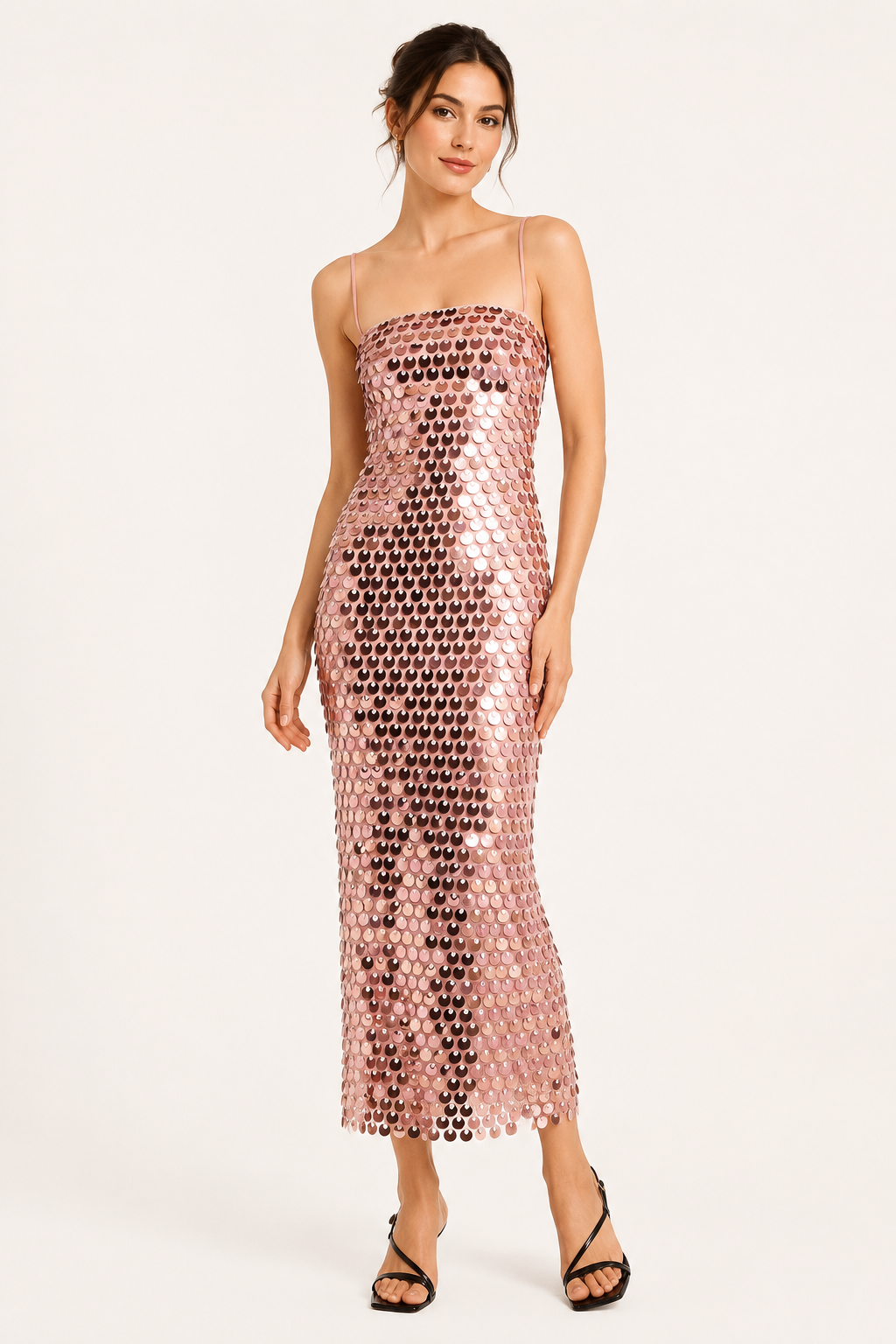 Élégante robe de cocktail midi avec finition brillante - Senta
