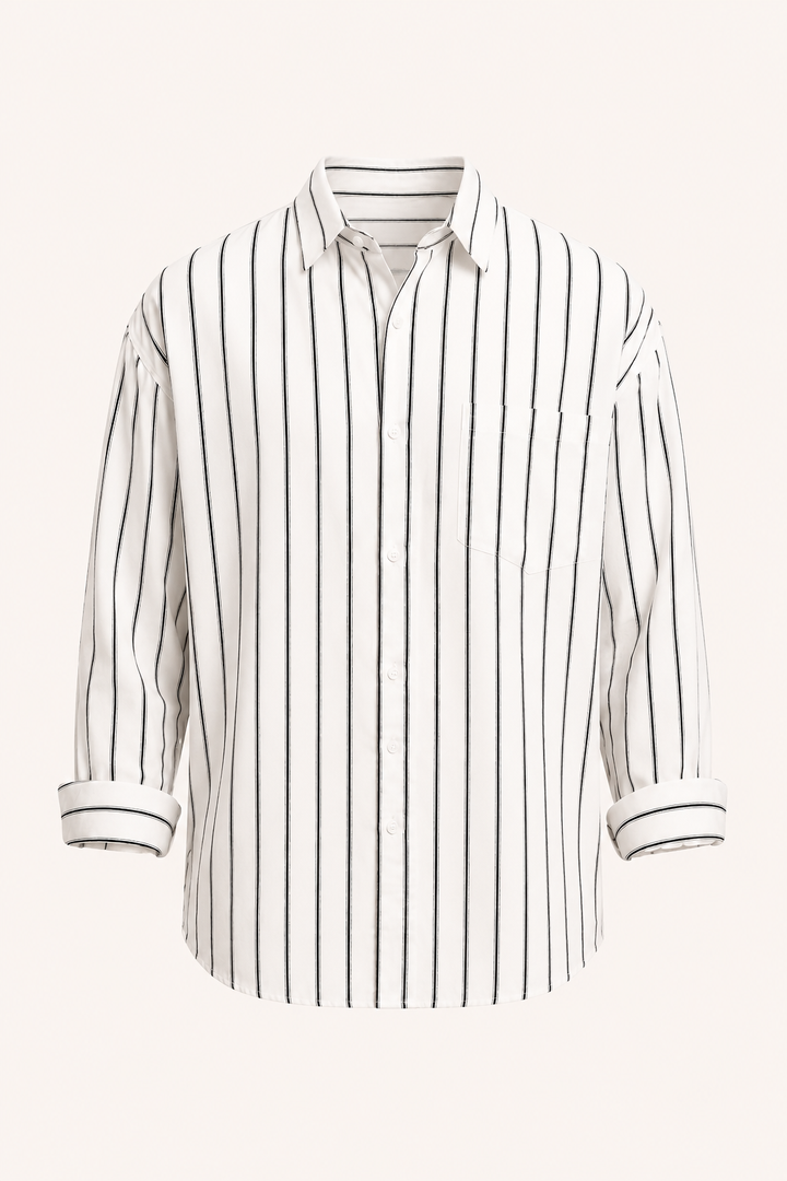 Chemise décontractée à manches longues et à rayures verticales pour hommes - Matías