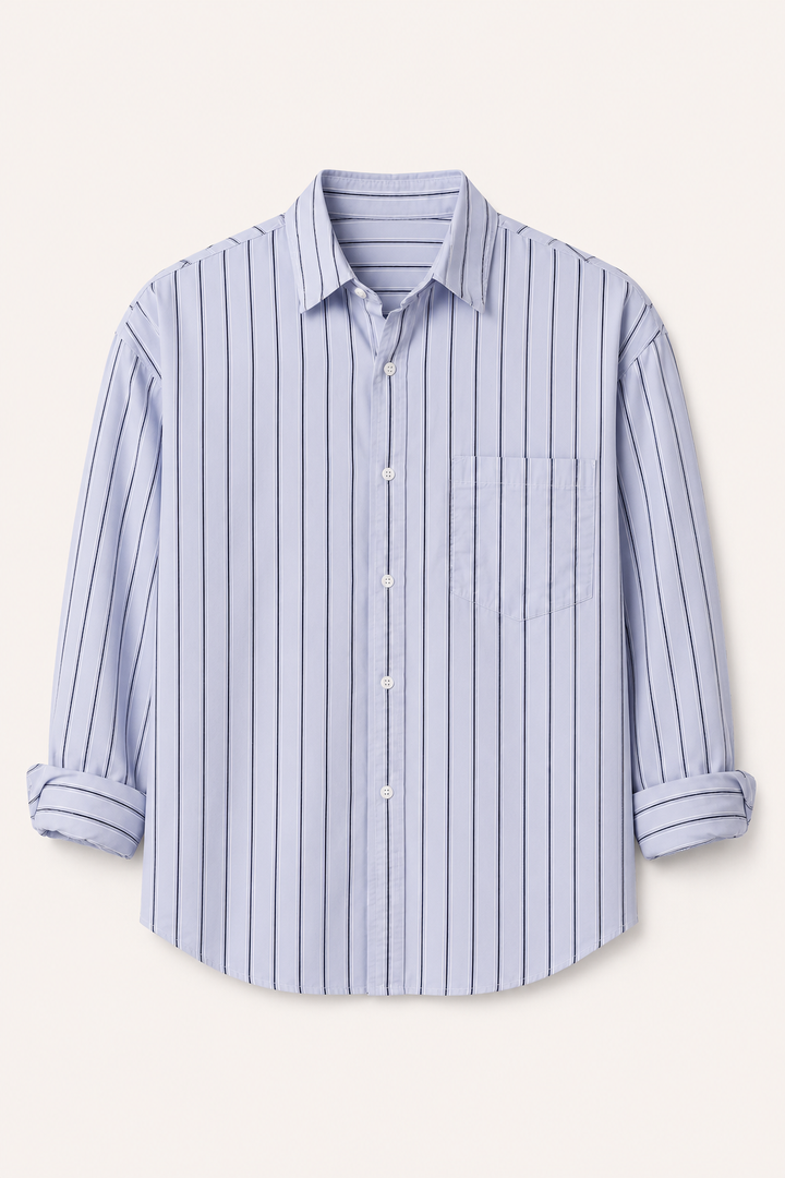 Chemise décontractée à manches longues et à rayures verticales pour hommes - Matías