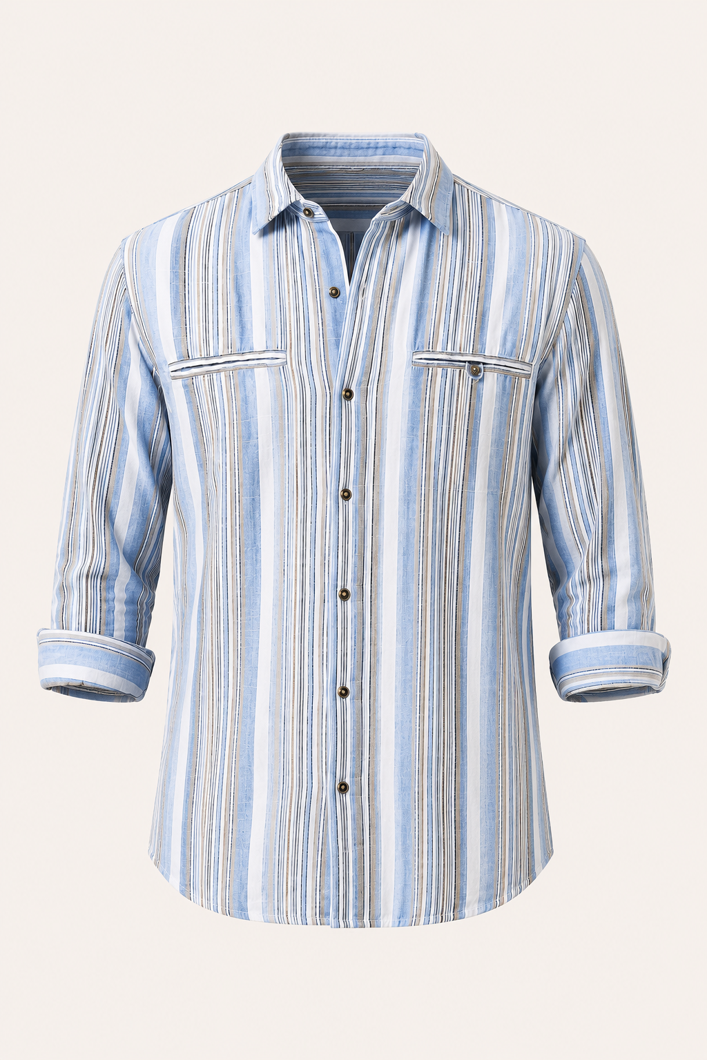 Chemise homme en coton et lin à rayures de style méditerranéen - Timo