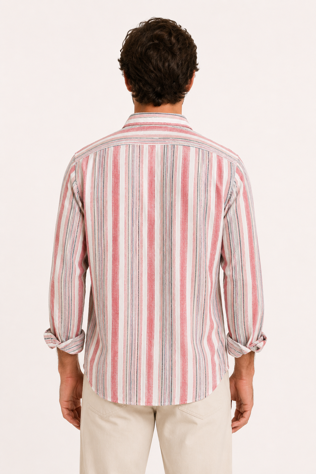 Chemise homme en coton et lin à rayures de style méditerranéen - Timo