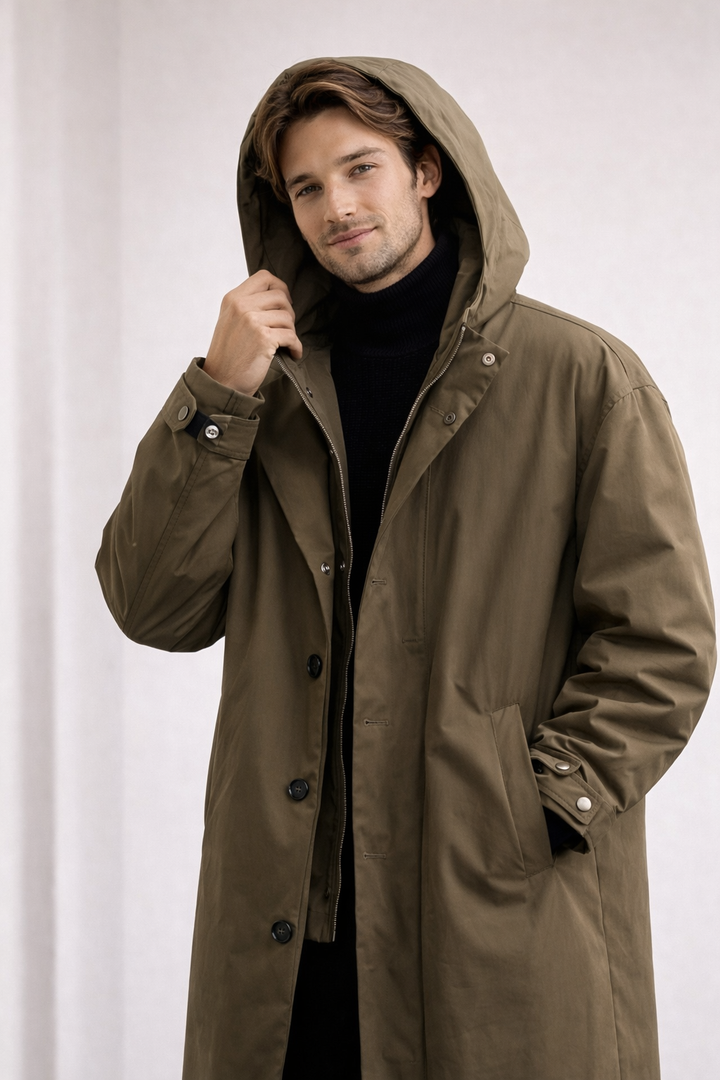 Veste longue et légère à capuche pour hommes - Mrosi