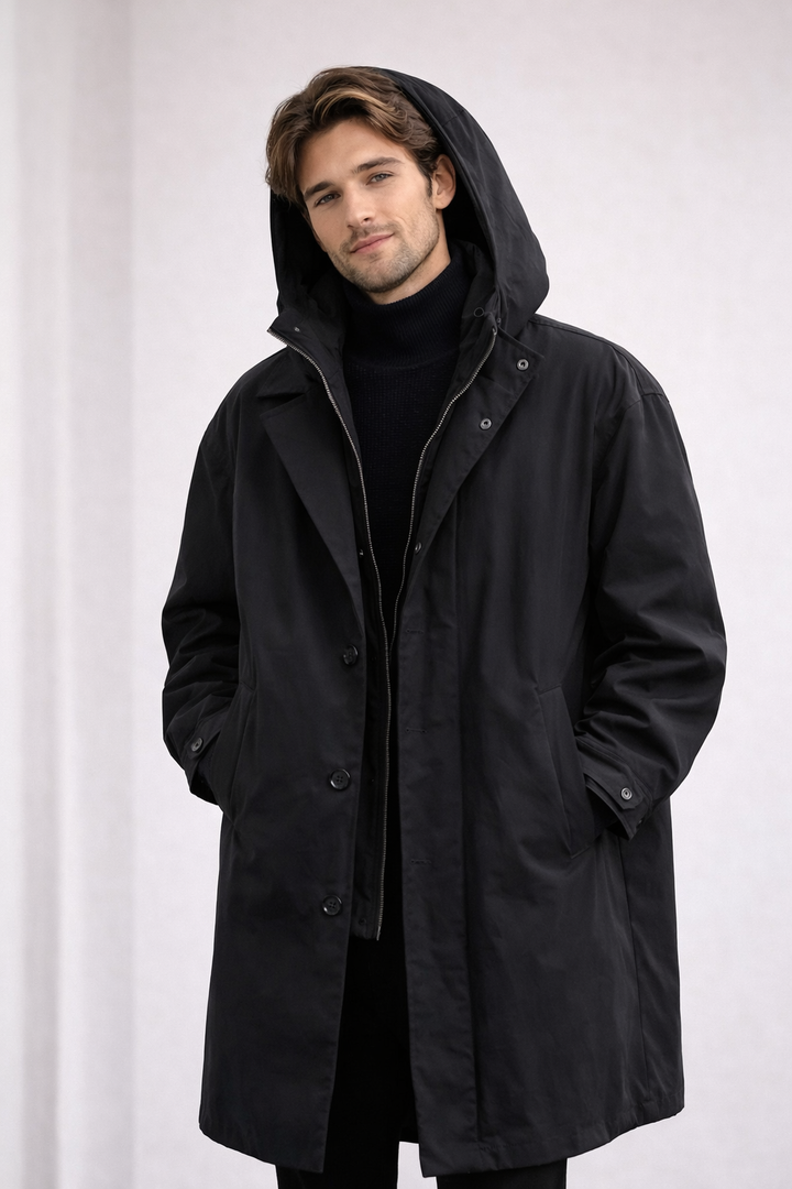 Veste longue et légère à capuche pour hommes - Mrosi