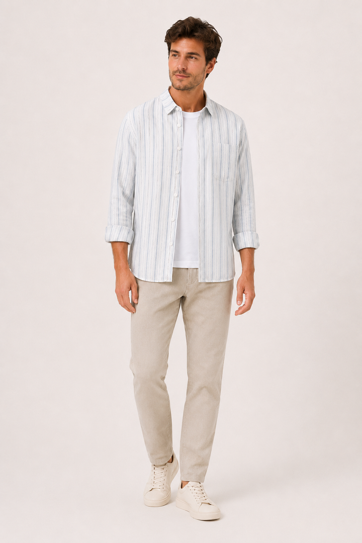 Chemise à rayures verticales pour hommes, été, décontractée et élégante - Ralf