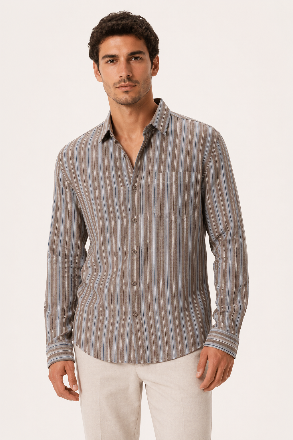 Chemise à rayures verticales pour hommes, été, décontractée et élégante - Ralf