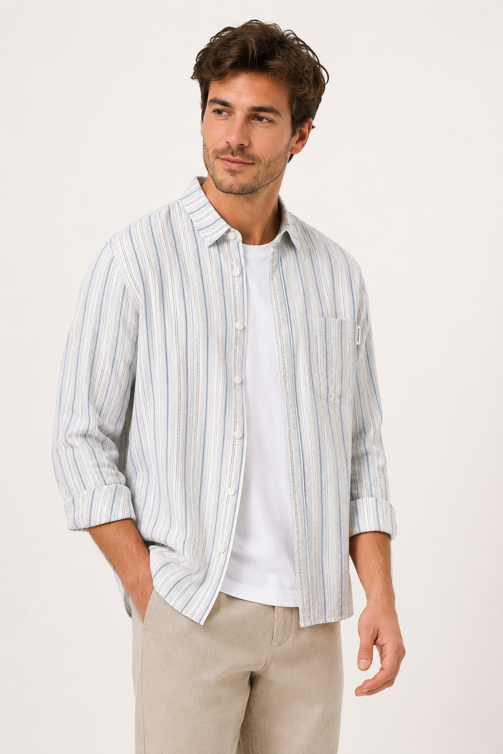 Chemise à rayures verticales pour hommes, été, décontractée et élégante - Ralf