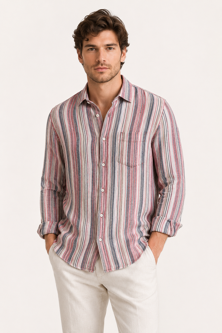 Chemise à poche décontractée à rayures verticales pour homme - Kaspar