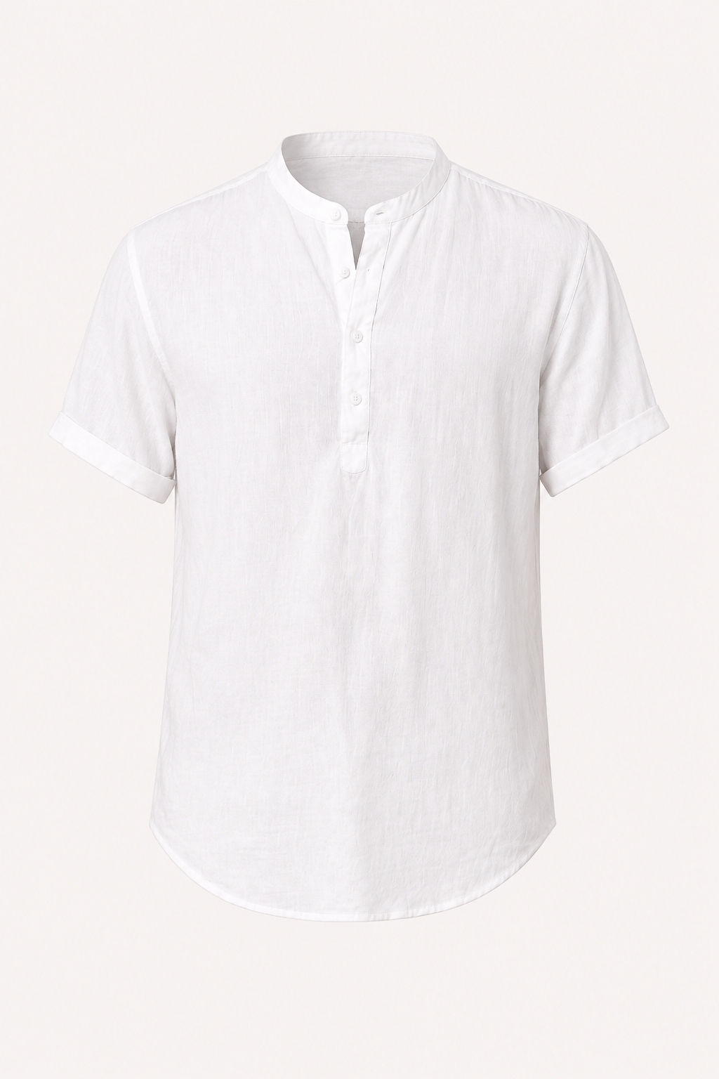 Chemise manches courtes en lin, col mao - Stefan