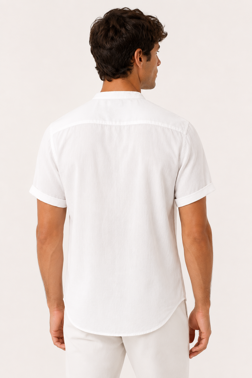 Chemise manches courtes en lin, col mao - Stefan