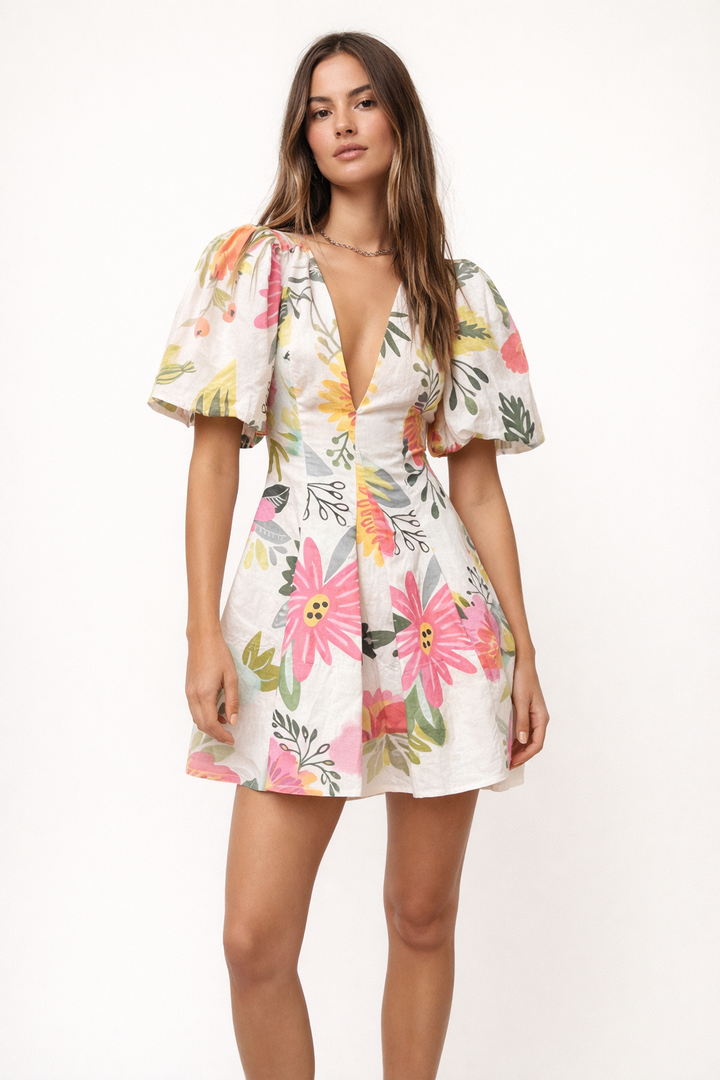 Robe courte à imprimé floral pour femme - Artis