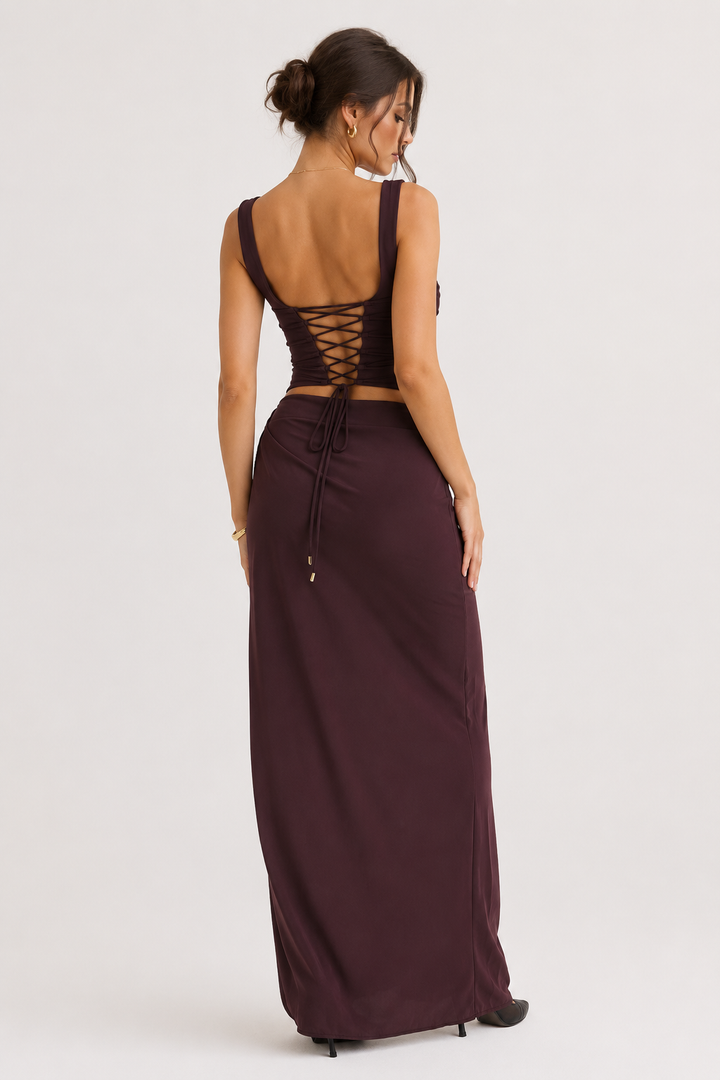 Robe longue à motifs floraux pour femme, avec fente, idéale pour les mariages - Lena