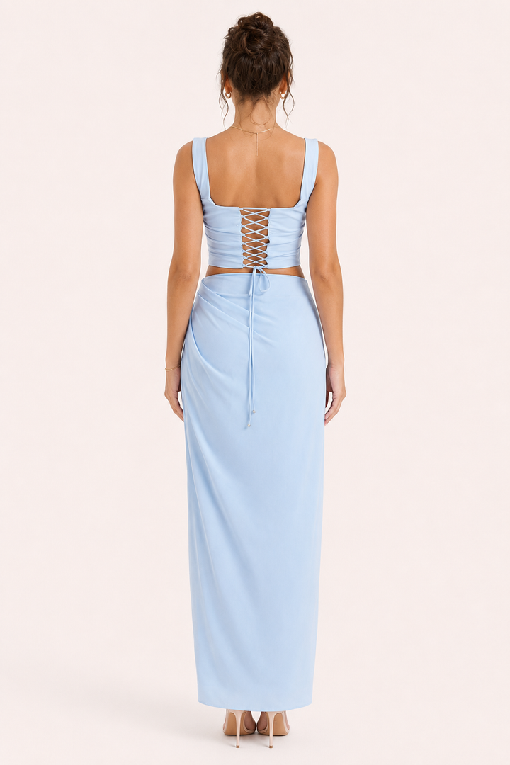 Robe longue à motifs floraux pour femme, avec fente, idéale pour les mariages - Lena
