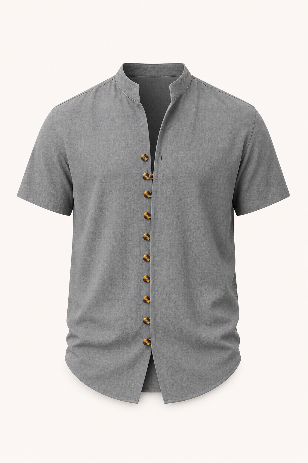 Chemise boutonnée à manches courtes pour hommes avec col mao - Lorenz