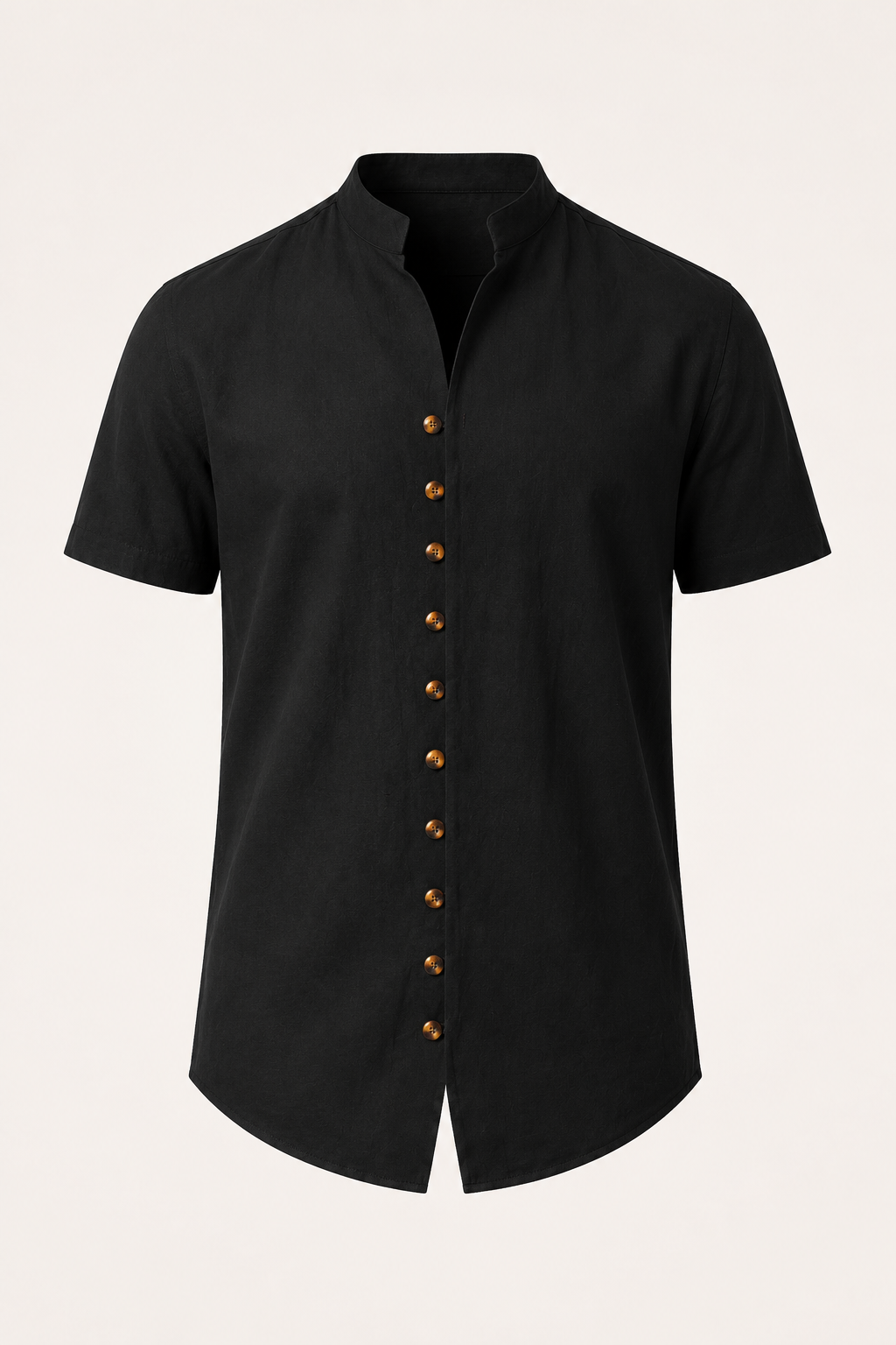 Chemise boutonnée à manches courtes pour hommes avec col mao - Lorenz