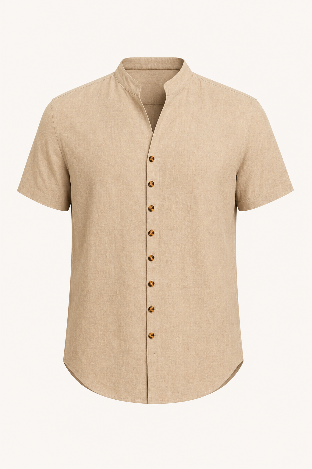 Chemise boutonnée à manches courtes pour hommes avec col mao - Lorenz