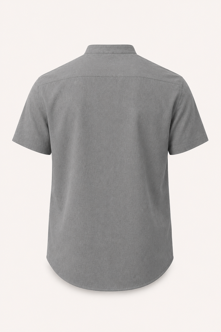 Chemise boutonnée à manches courtes pour hommes avec col mao - Lorenz