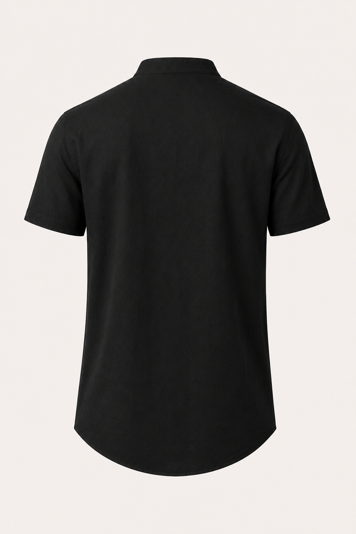 Chemise boutonnée à manches courtes pour hommes avec col mao - Lorenz